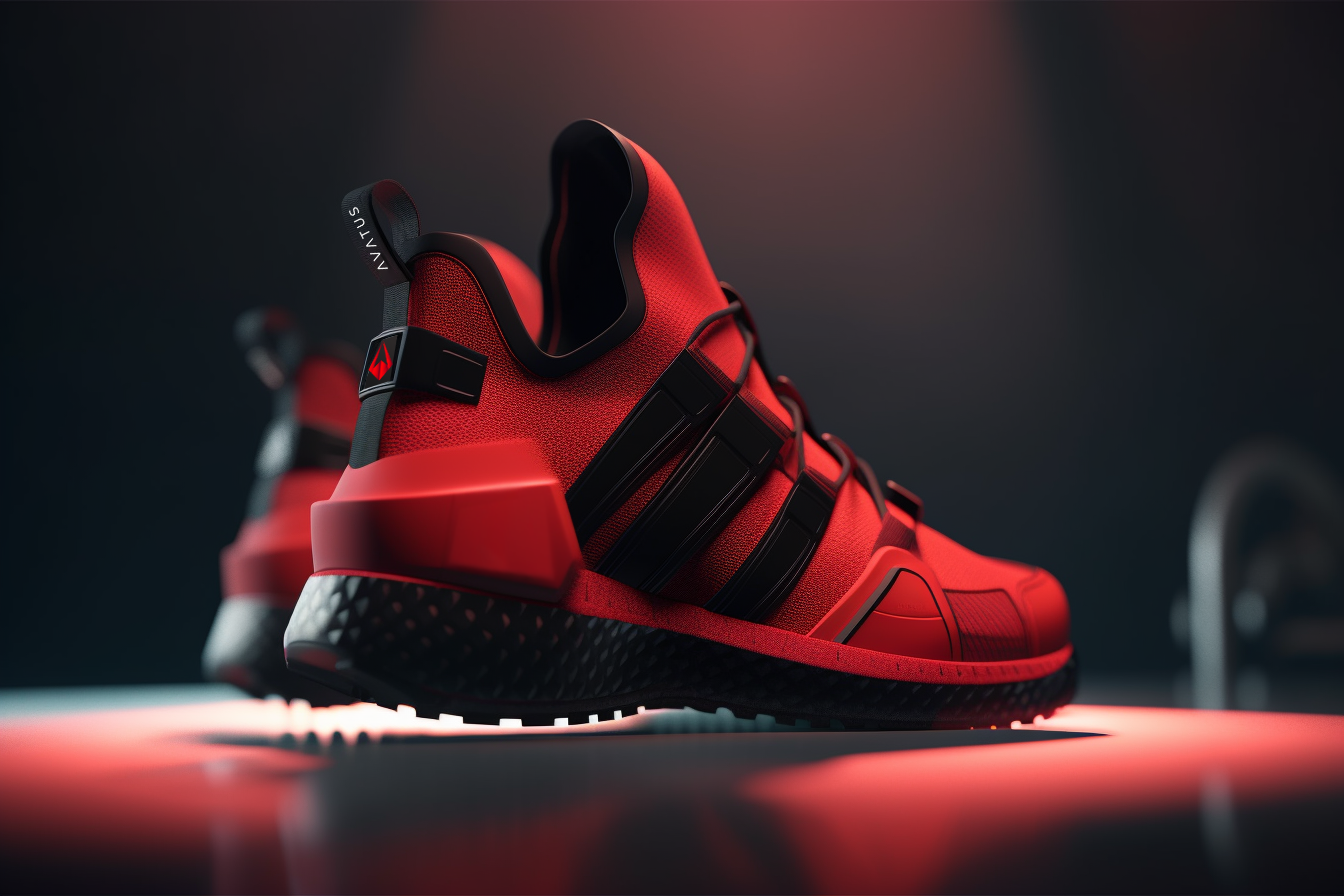 Red and black AVATUS sneaker.