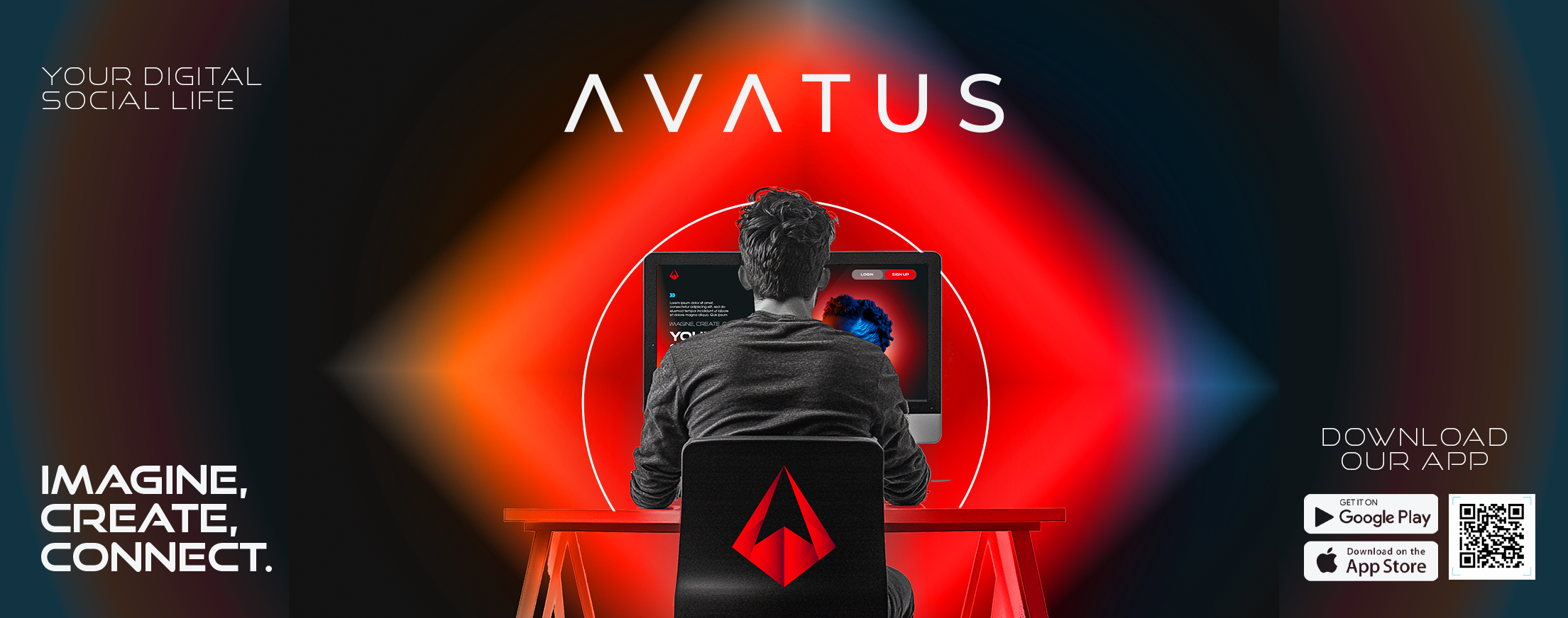 AVATUS privacy article artwork showing a person at a desk beneath a billboard.
