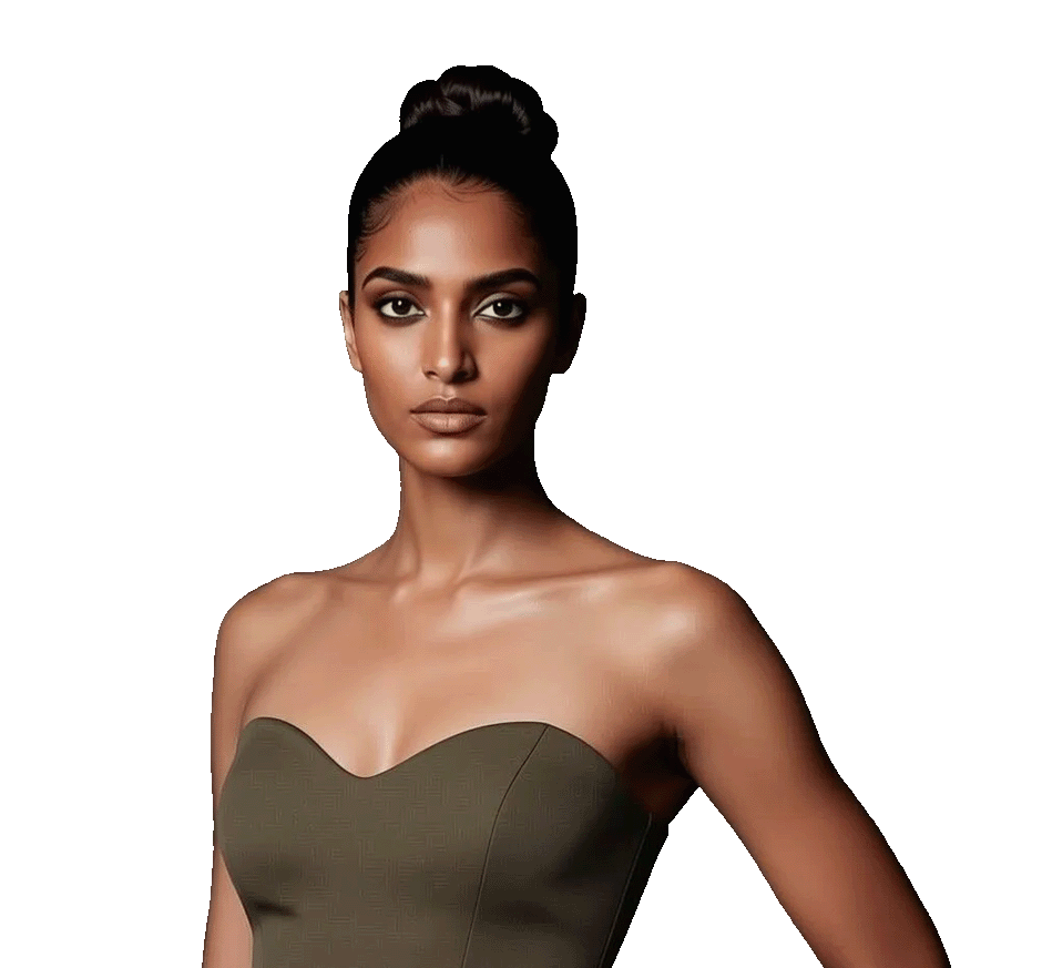 AVATUS avatar with a bun and an olive top.