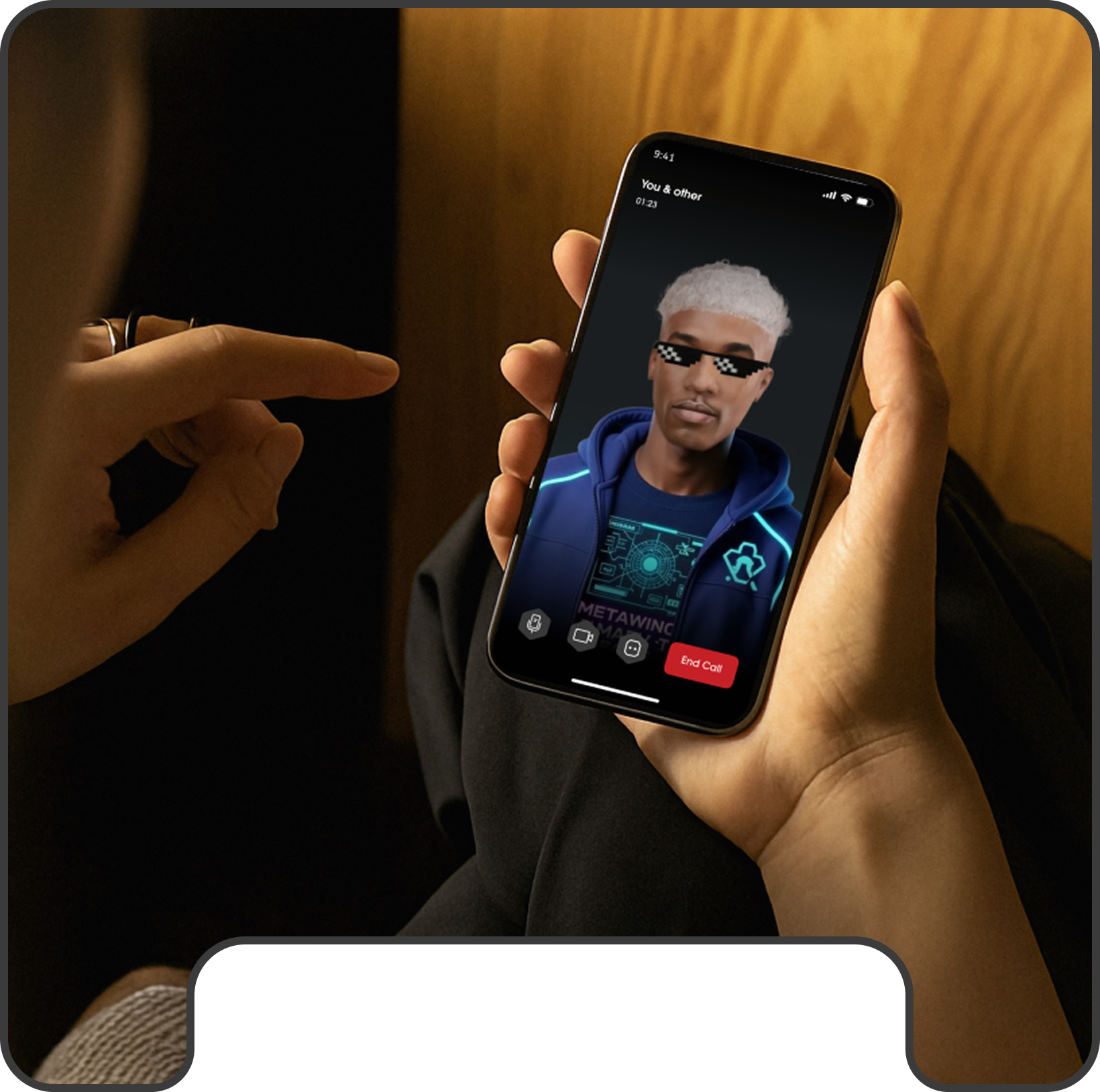 Avatar video call on a phone.