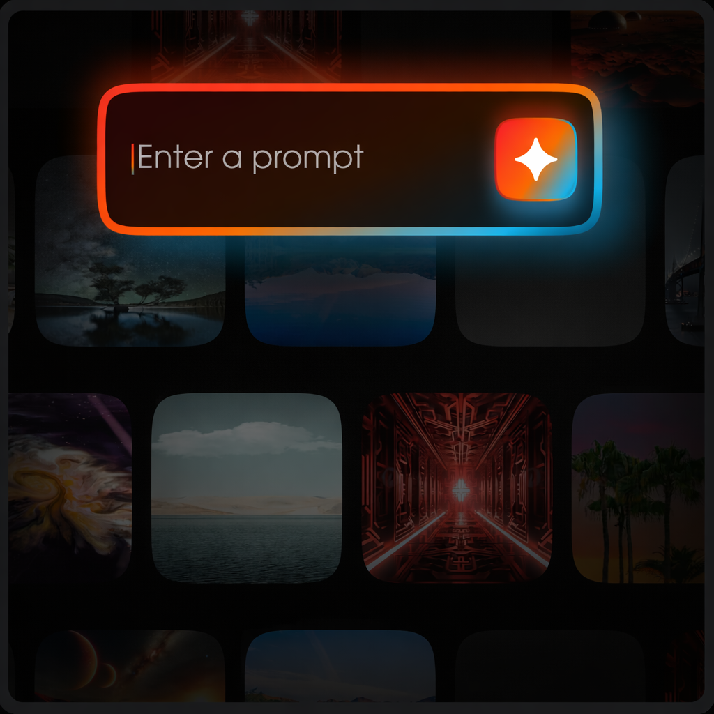 Image creation interface with a prompt field and a grid of images.